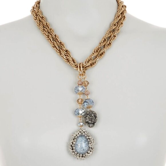 Betsey Johnson Jewelry - NWT Vintage Y2K  Betsey Johnson Chunky Chain Pendant Necklace Gold Skull